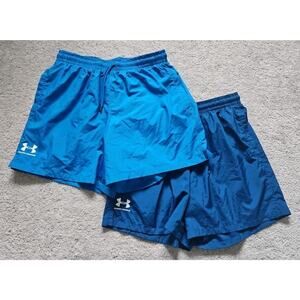 Lot Of 2 Pairs Under Armour Men's Woven Volley Shorts Size M NWT Blue